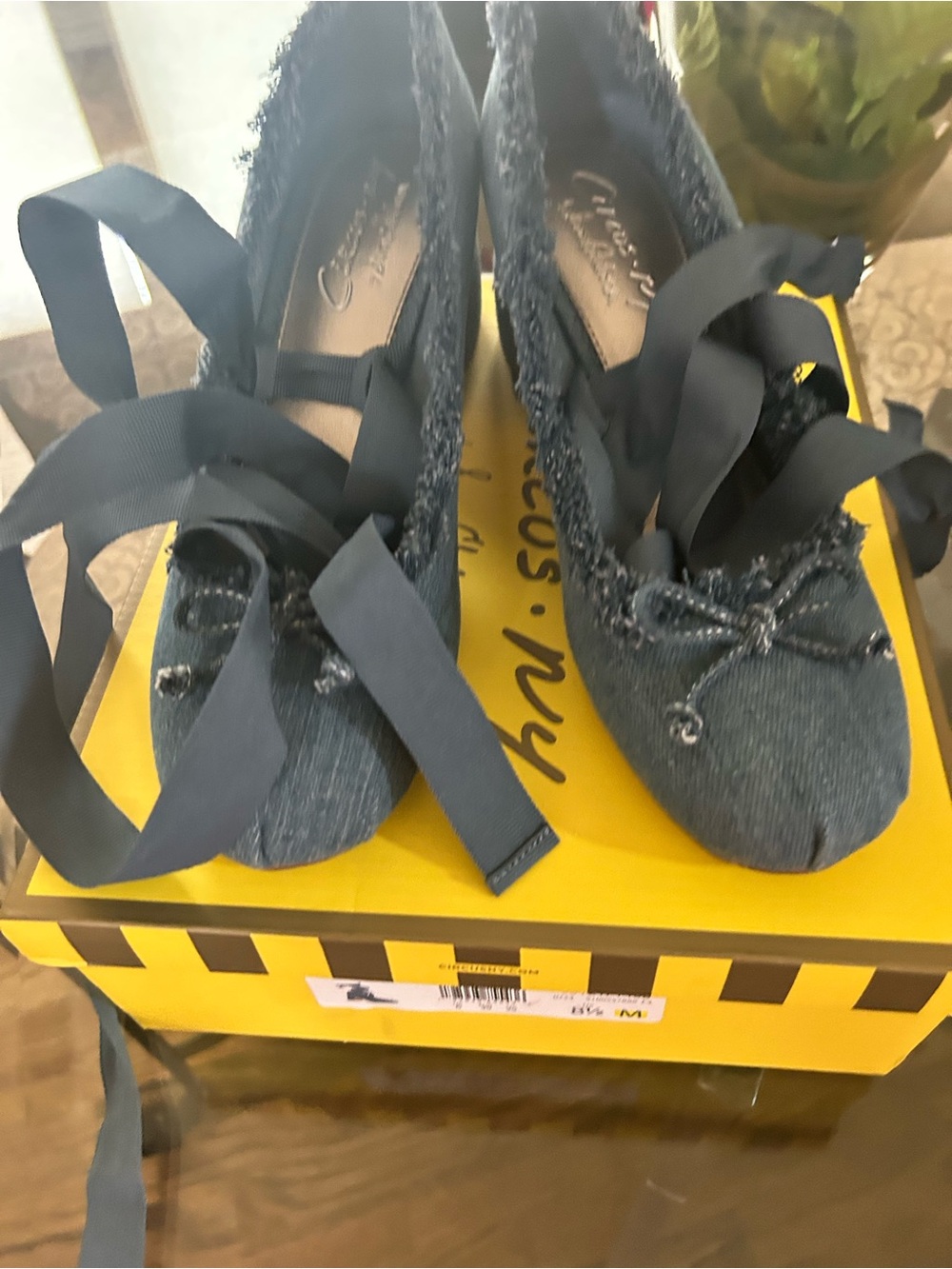Circus by Sam Edelman Denim Ballet Flats with Ribbon Ties - Blue